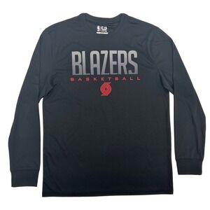 Portland Trail Blazers Shirt Men's L Black Ultra Game Long Sleeve Crew Neck NBA